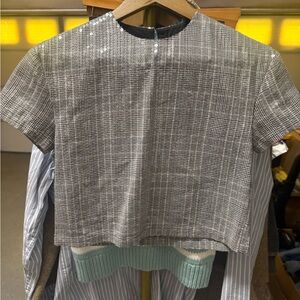 Vineyard Vines Black and White Plaid Top